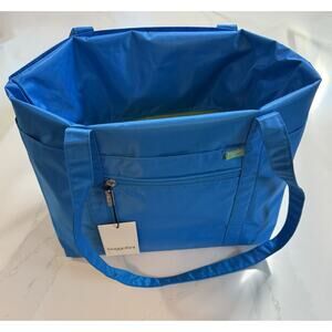 NEW! Baggallini Expandable Tote Blue Nylon Shopper Carryall Bag